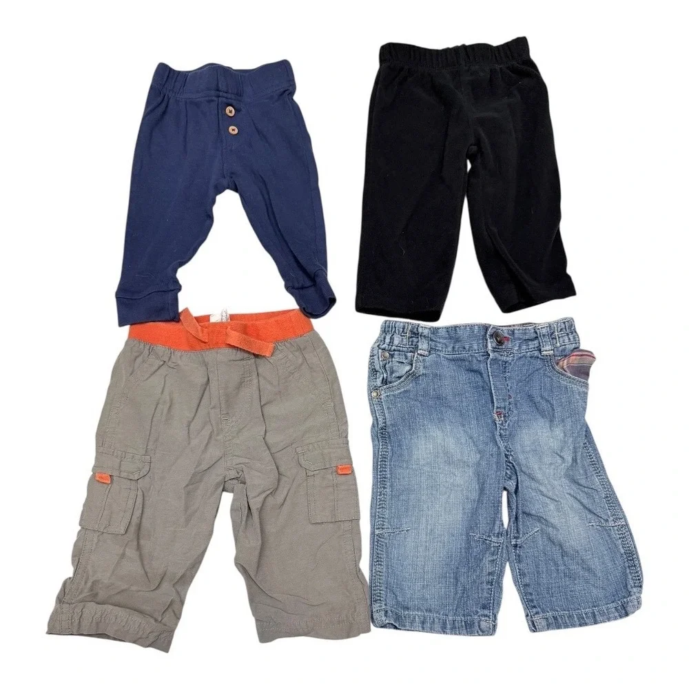 OshKosh Circo Baby Boy Pants‎ 6M Lot of 4 Denim Cargo Fleece Navy Black
